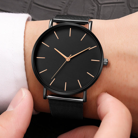 Rose Gold Black Background Wrist Watch