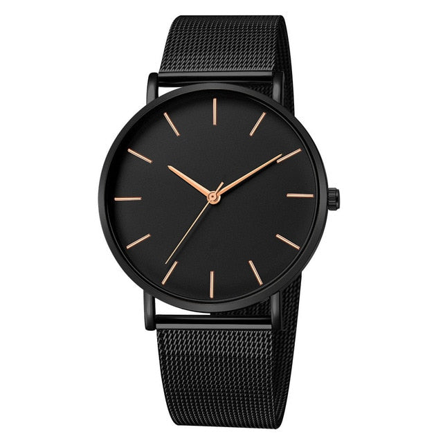 Rose Gold Black Background Wrist Watch