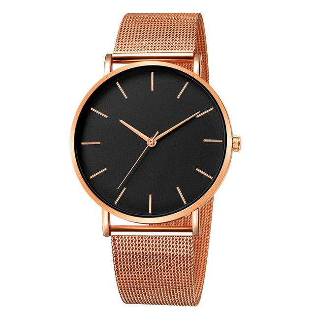 Rose Gold Black Background Wrist Watch