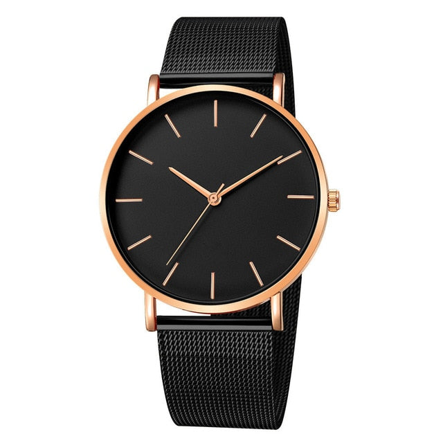 Rose Gold Black Background Wrist Watch