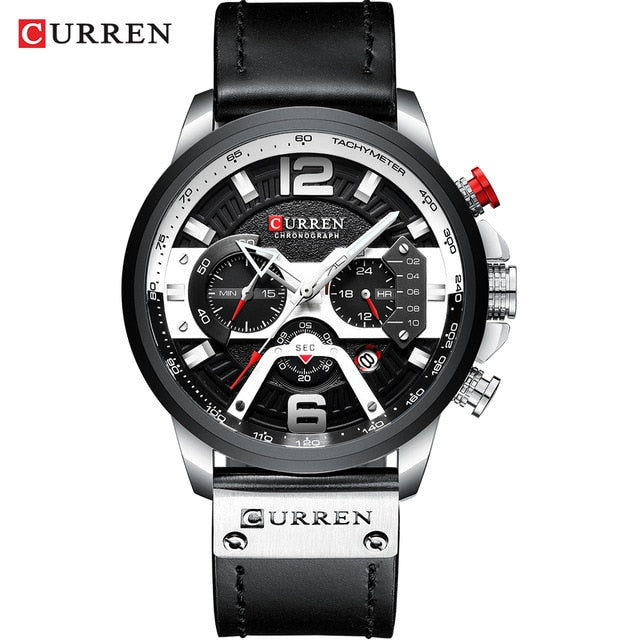 CURREN Casual Sport Relo para sa Mga Lalaki Asul Nangungunang Brand Luxury Militar na Balat na Wrist na Relo Man Clock Fashion Chronograph Wristwatch