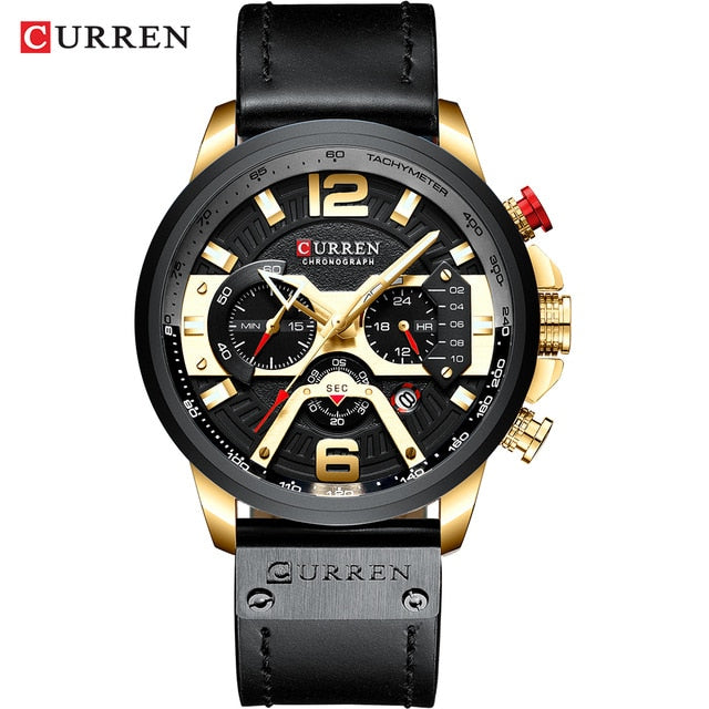 CURREN Casual Sport Relo para sa Mga Lalaki Asul Nangungunang Brand Luxury Militar na Balat na Wrist na Relo Man Clock Fashion Chronograph Wristwatch