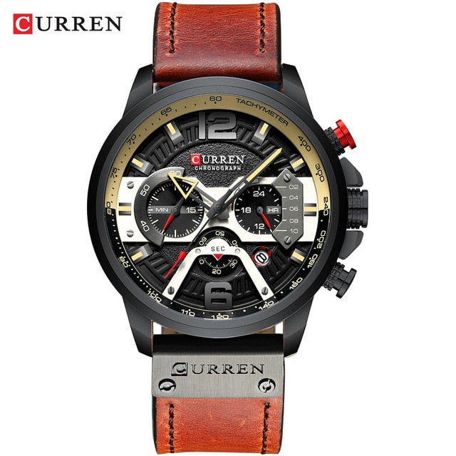 CURREN Casual Sport Relo para sa Mga Lalaki Asul Nangungunang Brand Luxury Militar na Balat na Wrist na Relo Man Clock Fashion Chronograph Wristwatch